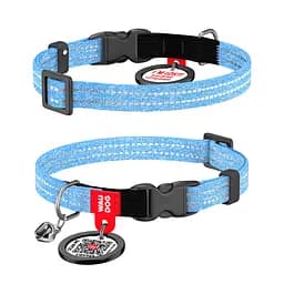 Нашийник для котів з відновленої бавовни Waudog Re-cotton з QR-паспортом світловідбиваючий пластиковий фастекс XS Ш 10 мм Дов
