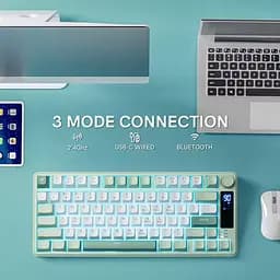 Ігрова мембранна клавіатура Womier DK75 / Три режими підключення / OLED Screen / Green - мініатюра 5