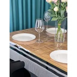 Скатертина силіконова з білою перлинною стрічкою подвійною 190х180 см