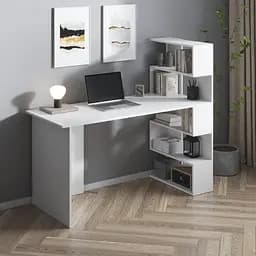 Комп’ютерний стіл Vays M-15, письмовий з полицями праворуч, ЛДСП, 142×60×123 см - для дому, навчання, офісу