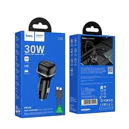 Адаптер автомобільний Hoco rank single port Car charger Z58 (Type-C to Type-C set) |1Type-C, 30W/3A, - мініатюра 2