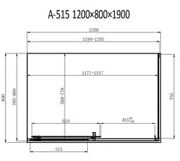 Душова кабіна Dusel A-515 1200x800x1900 прозоре, Хром, Універсальна, прозорий, хром, 120x80 - мініатюра 3