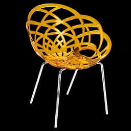 Крісло Papatya Flora-ML, прозоро-жовте сидіння, ніжки хром (286336)