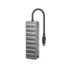 USB-Хаб XO HUB015 5 in 1 мultifunctional Docking Station Тьмяно-Прозорий - мініатюра 6
