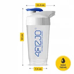 Шейкер спортивний 4FIZJO Ultra 700 мл White/Blue (P-5905973407076) - мініатюра 3