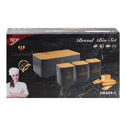Набір для зберігання продуктів Haus Roland 4 штуки з нержавіючої сталі, чорний Yiwu HP33527B - мініатюра 5