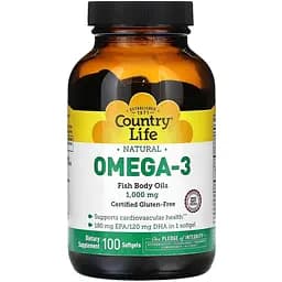 Жирні кислоти Country Life Natural Omega-3 1000 мг 100 капсул