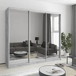 Шкаф-купе трехдверный MebelStar Комбо AL 3 Зеркала 230x60x210 см Бетон (MBS-3419)