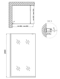 Душова перегородка Qtap Walk-In Standard BLM209.C8 90х200 см, скло Clear 8 мм, покриття CalcLess - мініатюра 6