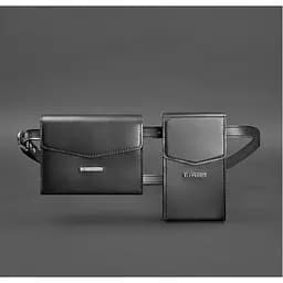 Набір жіночих чорних шкіряних сумок Mini поясна / кроссбоді