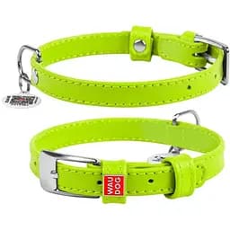 Нашийник для собак Waudog Glamour, шкіряний, з QR паспортом, 27-36х1,5 см, салатовий - мініатюра 2