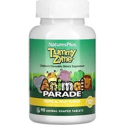 Комплекс для дітей NaturesPlus Animal Parade Tummy Zyme Тропічні фрукти для покращення травлення 90 жувальних цукерок