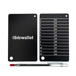 Металеві пластини Btcwallet Black Plate для зберігання сід-фрази, 2 штуки + кріпильний болт + гравірувальна ручка