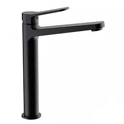 Смеситель для умывальника высокий литой гусак латунный корпус гайка Ø35 черный Frap 1/10 F1062-2 Черный матовый