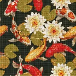 Набір з алмазною мозаїкою Райдужні карпи AMO7401, 40x40 см