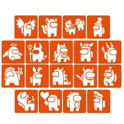 Набор трафаретов для био-тату "Among Us #2 Fresh Tattoo Among-Us-2-5x5-18, 18 трафаретов