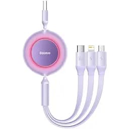 Кабель Baseus Bright Mirror 2 Series Retractable 3 in 1 Fast Charging Data Cable USB to M+L+C 66W 1.1 м Purple