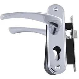 Замок врізний дверний з ручками на планці комплект FZB ЕТ-71157 СР (хром)