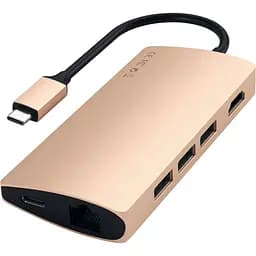 Адаптер Satechi Aluminum Type-C Multi-Port Adapter 4K with Ethernet V2 Gold (ST-TCMA2G) - мініатюра 2