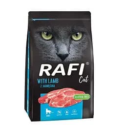 Сухий корм для дорослих кішок Rafi Сat з ягнятком 7 кг