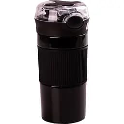 Термочашка 400 мл із трубочкою та кришкою на защіпці, чорний Happy Life HPGM3001B