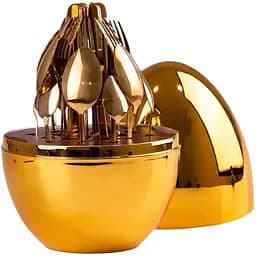 Набор столовых приборов TS Kitchen на 6 персон из нержавеющей стали 24 штуки в яйце Золото