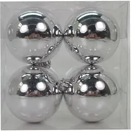 Набір новорічних куль Yes! Fun 8 см 4 шт. срібний глянець