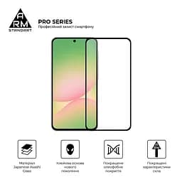 Захисне скло на Samsung Galaxy A37 5G з олеофобним покриттям, Pro, повне проклеювання, антистатичний і пиловідштовхуючий шар, 9H, самоклеючеся, 2.5D, на весь екран, антистатичний клей, ArmorStandart (ARM89661) - мініатюра 2