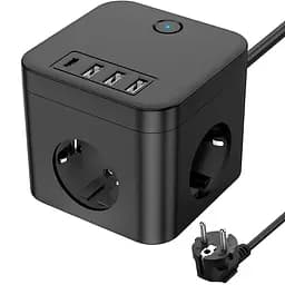 Сетевой фильтр-удлинитель iKOS C34S-CU Black (0007-CEF)