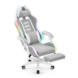 Комп'ютерне крісло Hell's HC-1039 LED RGB Grey-White (тканина) - мініатюра 4