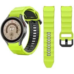 Ремінець для Samsung Galaxy Watch 4 44mm - зелено-чорний ширина кріплення 20мм силікон розмір L Watchbands Ribbed (W11-7WB61286931)