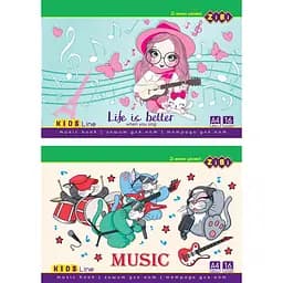 Нотная тетрадь горизонтальная ZiBi KIDS Line А4 16 листов 1 шт. (ZB.1096)