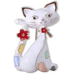 Брошь Котик брошь-булавка белый (494693357)