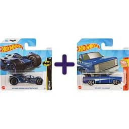 Набір: Базова машинка Hot Wheels Batman: Arkham Knight Batmobile синя (5785) + Базова машинка Hot Wheels Than And Now 83 Chevy Silverado синя (5785)