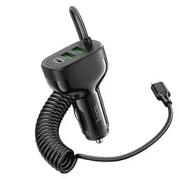 Автомобільний зарядний пристрій Hoco NZ11A 2USB/Type-C PD 30W чорний + кабель Lightning - мініатюра 4