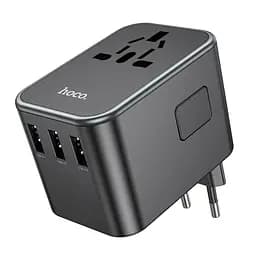 Мережевий зарядний пристрій Hoco AC19 3 USB/2 Type-C PD 35W чорний - мініатюра 4