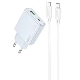 МЗП Hoco C142A Direct PD20W+QC3.0 (1USB-A/1C) + кабель Type-C to Type-C Blue