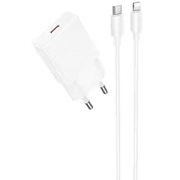 СЗУ Hoco N72 Speed ​​ultra-thin PD20W (1USB-C) + кабель Type-C to Lightning White