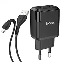 Мережевий зарядний пристрій Hoco 2 USB Hoco N7 Speedy 2.1A Black + USB Cable XiaomicroUSB