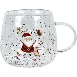 Чашка новогодняя Olens 8030-302 Новогодняя диковинка с двойным дном 300 мл Прозрачная