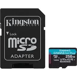 Карта памяти Kingston microSDXC Canvas Go! Plus 256GB Class 10 UHS-I U3 V30 A2 + адаптер SD (SDCG4/256GB) (139171)
