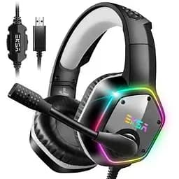 Гарнитура Eksa E1000 игровая с микрофоном ведущая Серый игровые наушники с RGB подсветкой