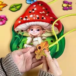 Дерев'яне шнурівка "Мухоморчик" Ubumblebees 1х26х19 см det0012701 - мініатюра 2