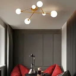 Потолочная люстра в латунном корпусе с изогнутыми рожками на 6 ламп Line.F YQ 317/6 AB