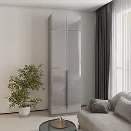 Шкаф 2-дверный с антресолью MebelStar Оскар Gloss BL-B, комплект полок 80x52x260 см Серая мышка/Серый (MBS-5365)