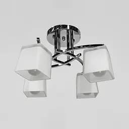 Стельовий хромований світильник на 4 білих плафони Ø 45 см | Арт. 91173/4B CH | Line F