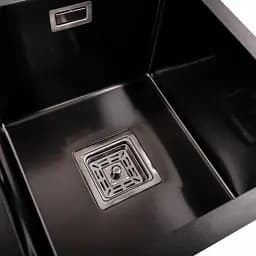 Кухонна мийка Platinum Handmade PVD HDB з нержавіючої сталі 3.0 мм квадратний сифон 78x43x23 см чорна - мініатюра 6