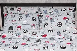 Комплект постільної білизни Moon&Star Бязь Gold Люкс Owls Gray King Size 220x240 наволочки 4х50х70 - мініатюра 3