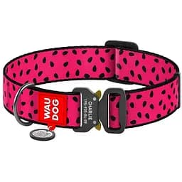 Нашийник для собак Waudog Nylon Кавун, з QR паспортом, металева пряжка-фастекс, XXL, 43-70х3,5 см