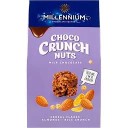 Цукерки Millennium Choco Crunch з мигдалем, пластівцями та рисовими кульками 100 г (857542)